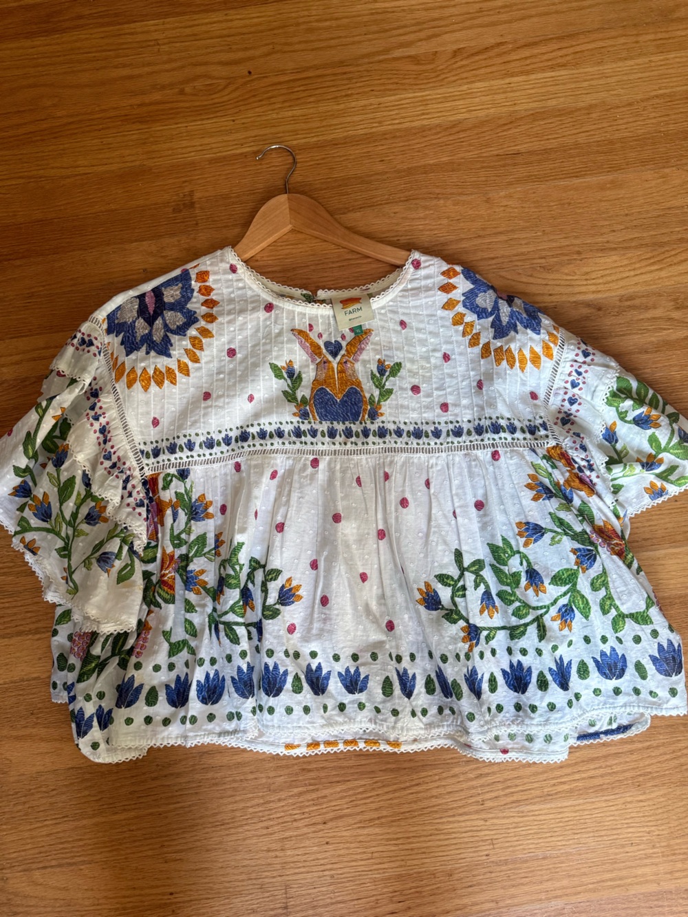 FARM Rio Summer Garden Floral Smock Blouse
